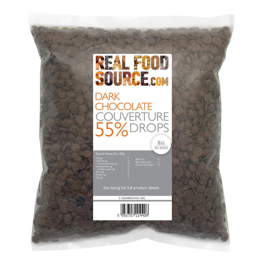 Dark 55% Chocolate Couverture Drops 1kg Savvy Saver Pack