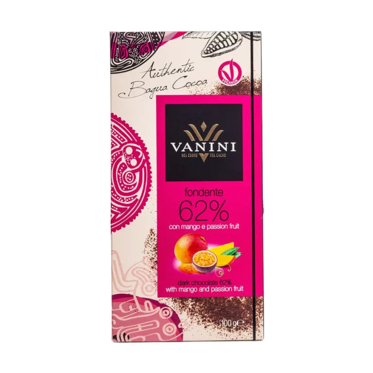 Vanini Single Origin Peru Dark Chocolate Bar 62% with Mango and Passion Fruit