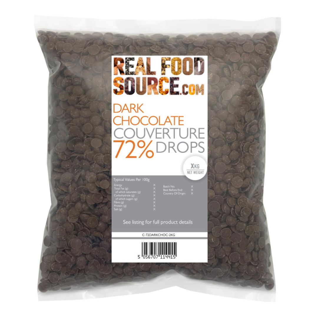 Dark 72% Chocolate Couverture Drops Savvy Saver Pack 1kg