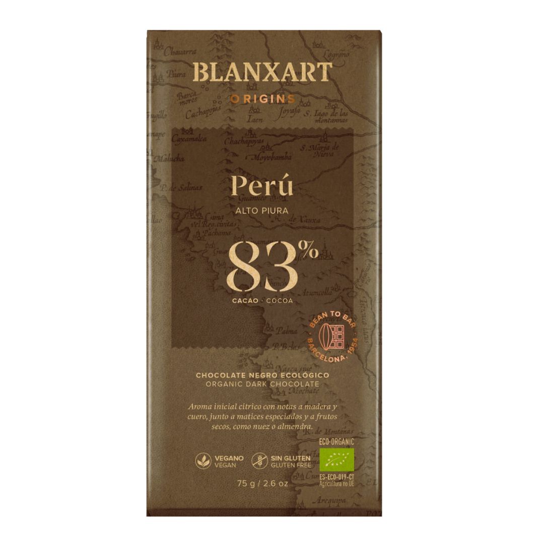 BLANXART Organic & Vegan Dark 83% Peru Chocolate Bar