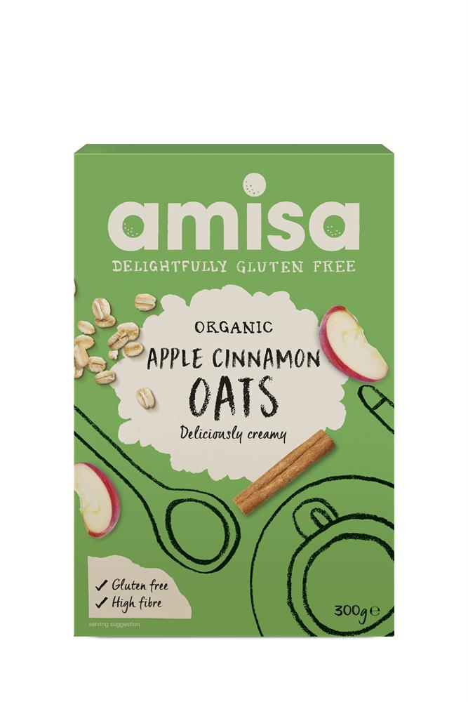 Amisa - Organic Gluten Free Porridge Oats with Apple & Cinnamon 300g