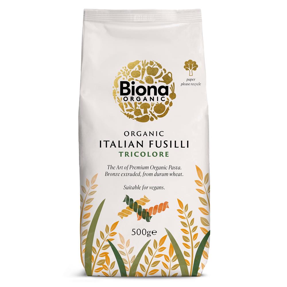 Biona Organic - Organic Fusilli Pasta Tri Colore Bronze 500g