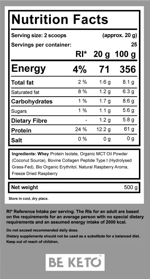 BeKeto Diet Keto Shake Wild Raspberry