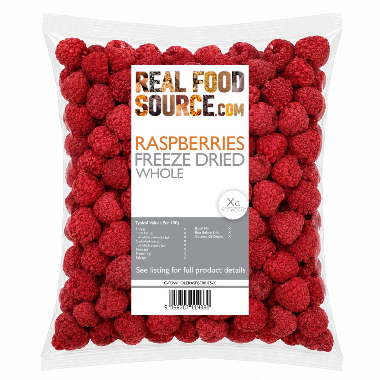 Raspberries, Freeze-Dried Whole