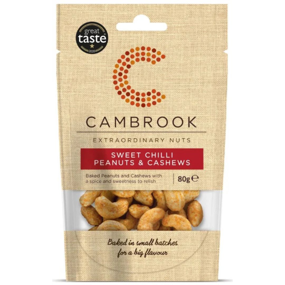 Cambrook - Baked Sweet Chilli Peanuts & Cashews 160g ( 2 x 80g)