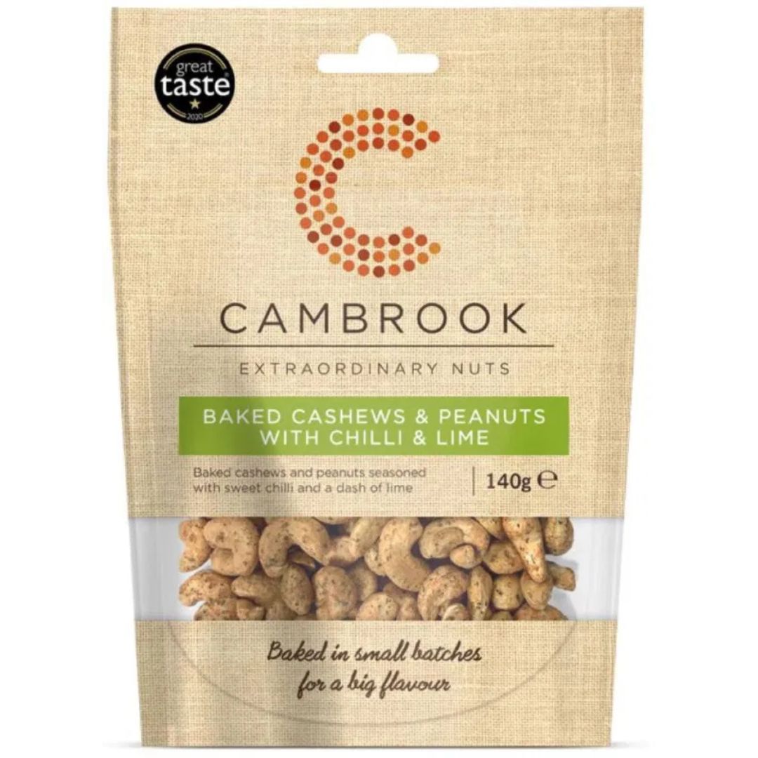 Cambrook - Baked Cashews and Peanuts with Chilli and Lime 280g ( 2 x 140g)