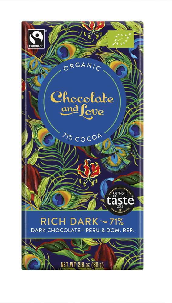 Chocolate & Love - Organic/Fairtrade Rich Dark 71% - Dark Chocolate Peru & Dominican Republic