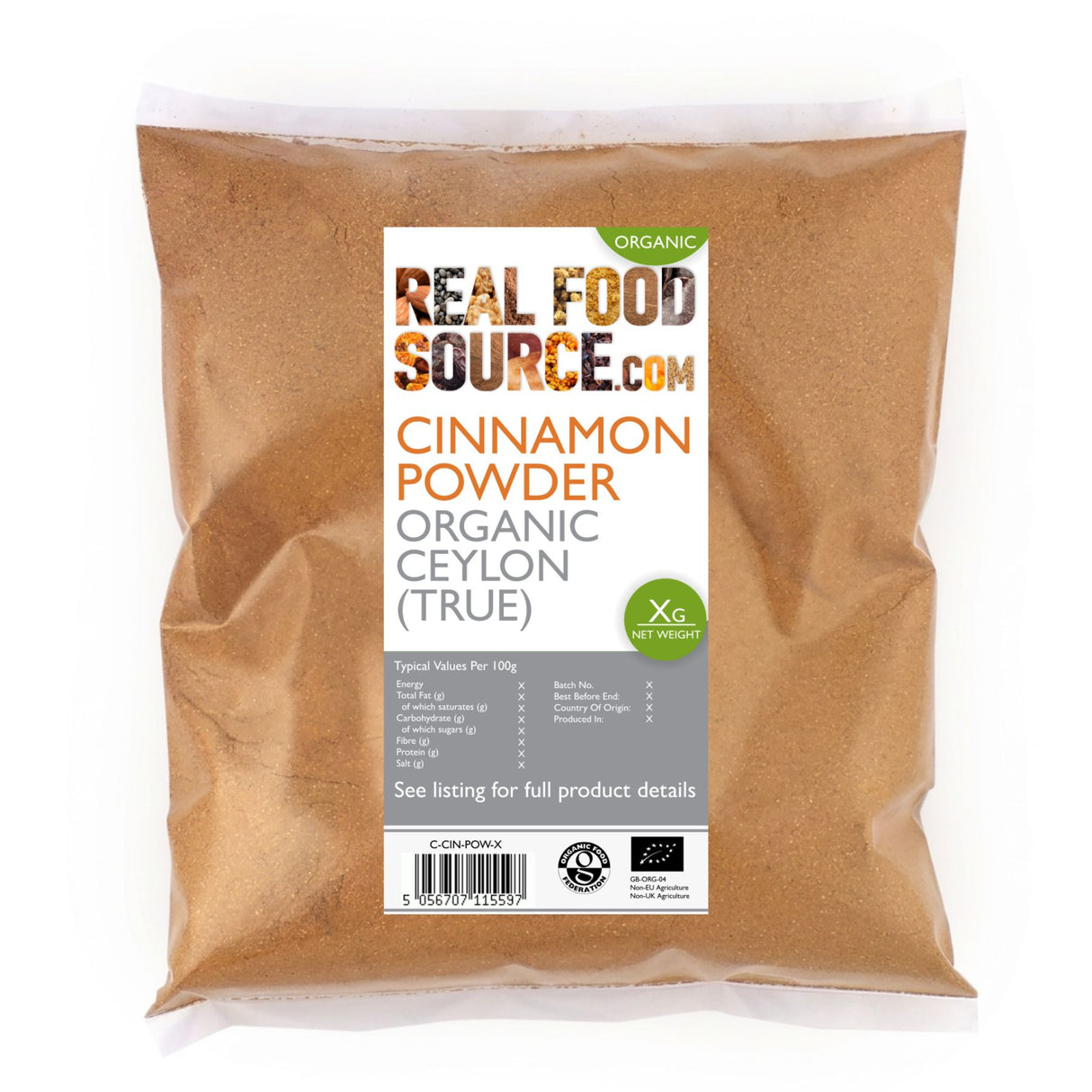Cinnamon Powder, Organic Ceylon (True)