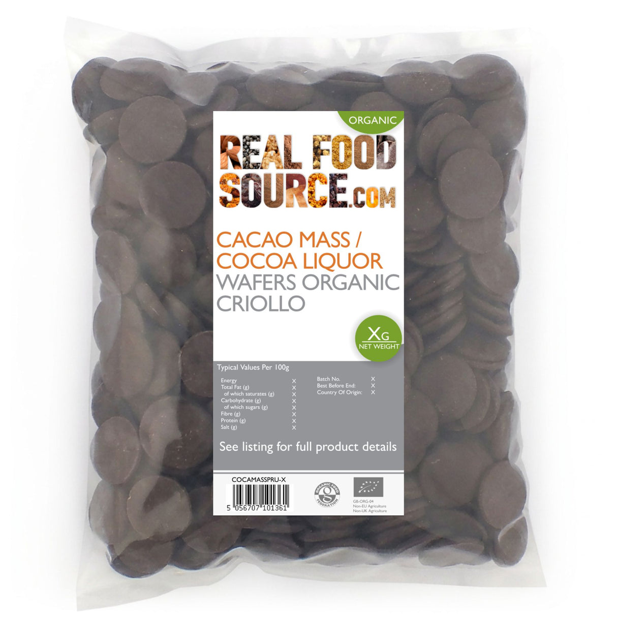 Cacao Mass / Cocoa Liquor Wafers, Organic Criollo