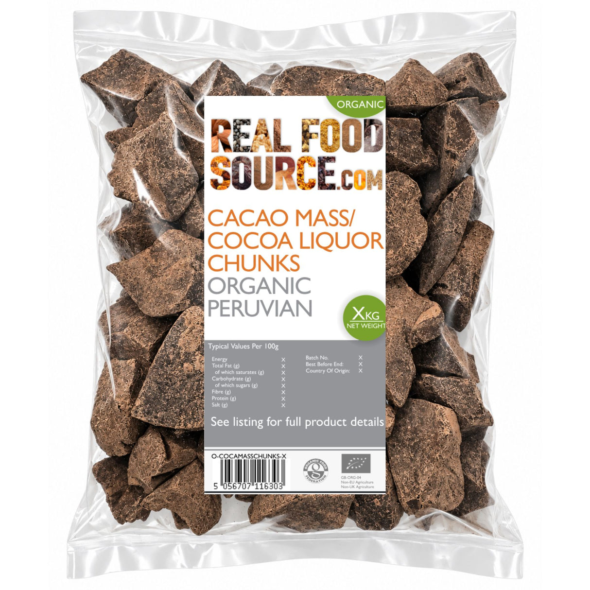 Cacao Mass / Cocoa Liquor Chunks, Organic Peruvian