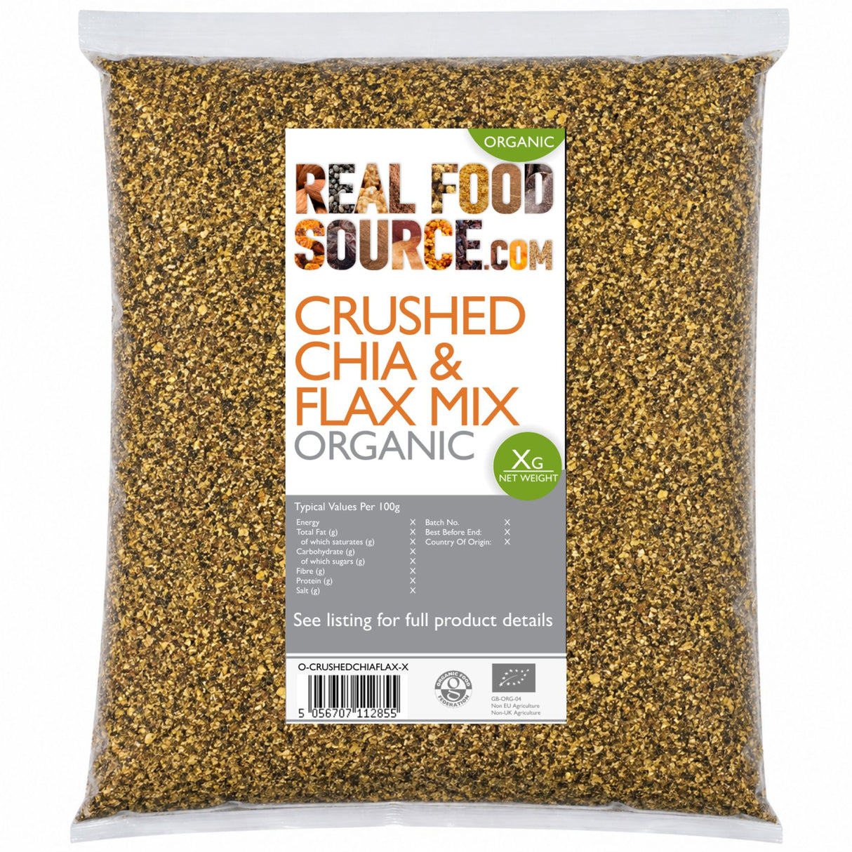 Crushed Chia & Flax Mix, Organic