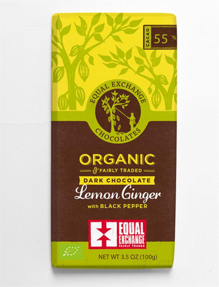 Equal Exchange - Organic Fair Trade Lemon Ginger & Pepper Chocolate (55%) - 100g