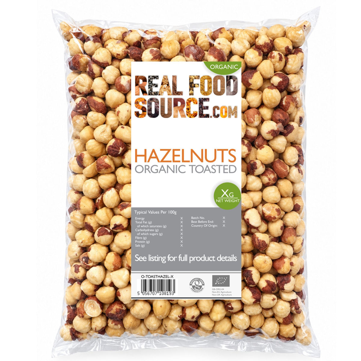 Hazelnuts, Organic Whole Toasted