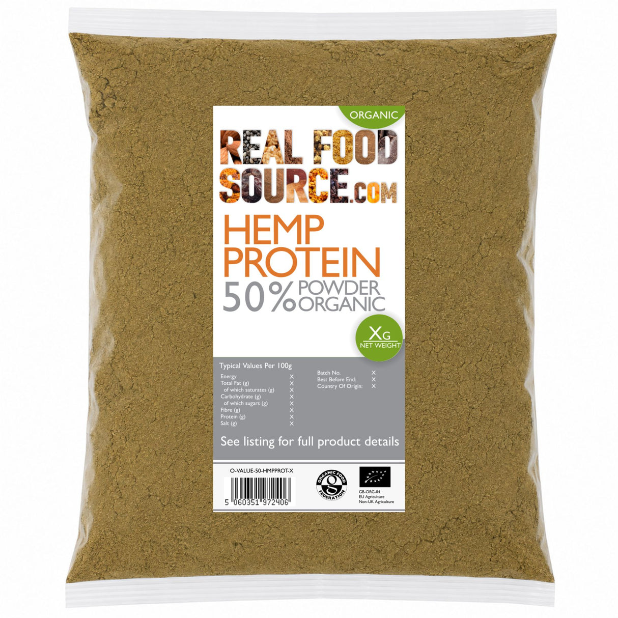 Hemp Protein Powder, Organic 50%