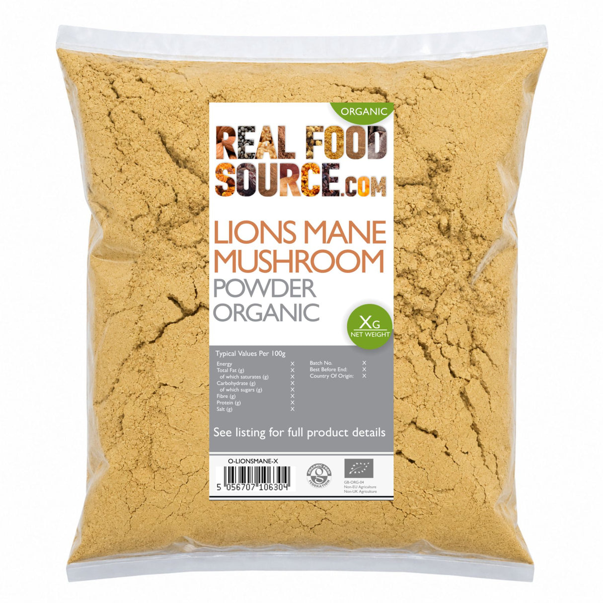 Lion's Mane Mushroom Powder, Organic