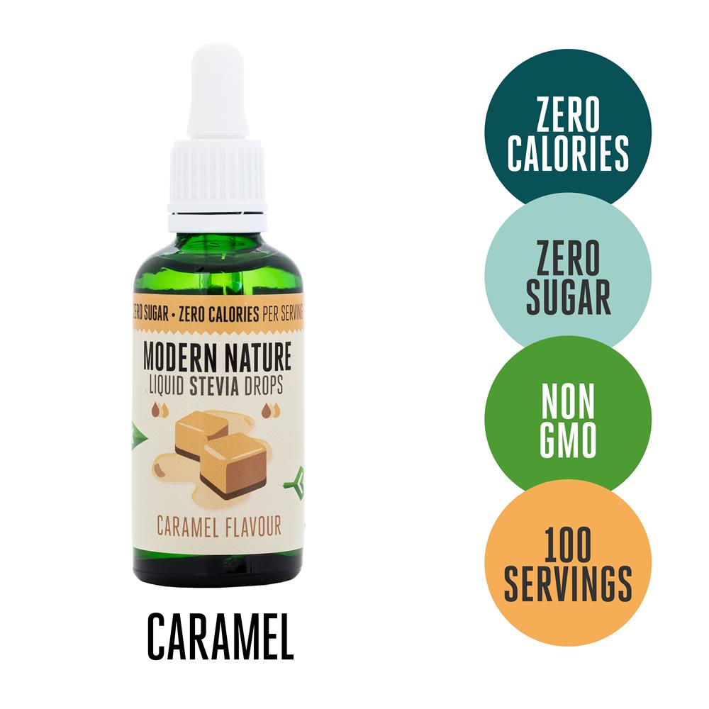 Modern Nature - Pure Liquid Stevia Drops Sweetener 50ml - Caramel