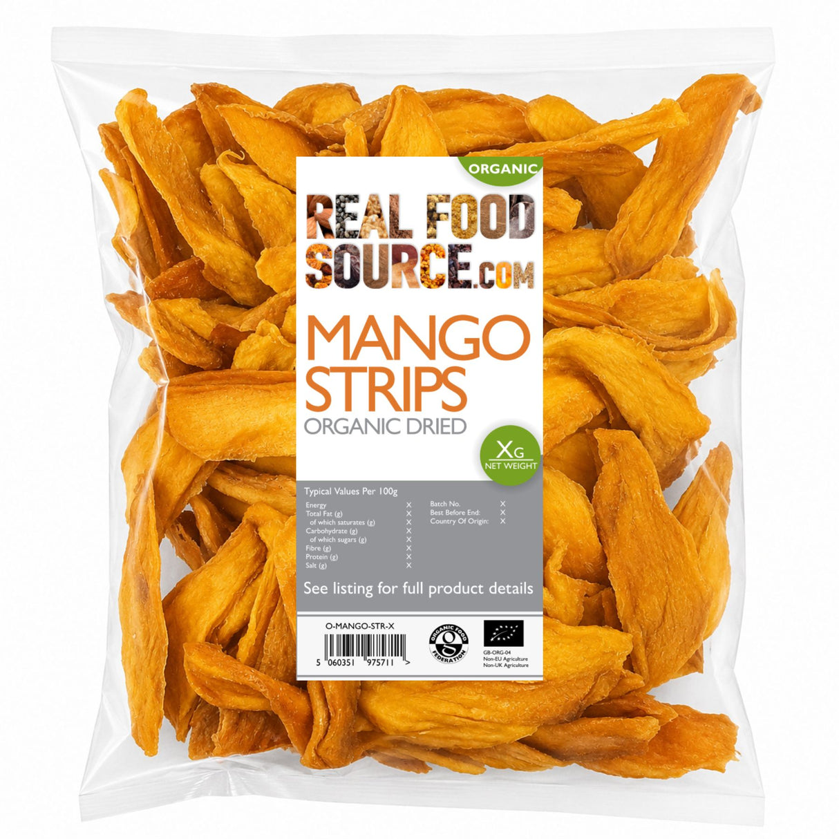 Mango Strips, Organic Dried