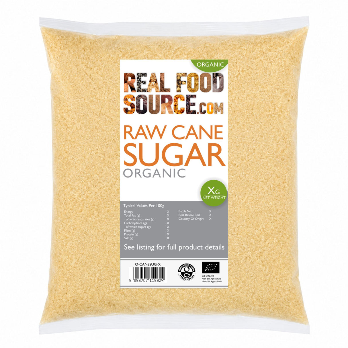 Raw Cane Sugar, Organic