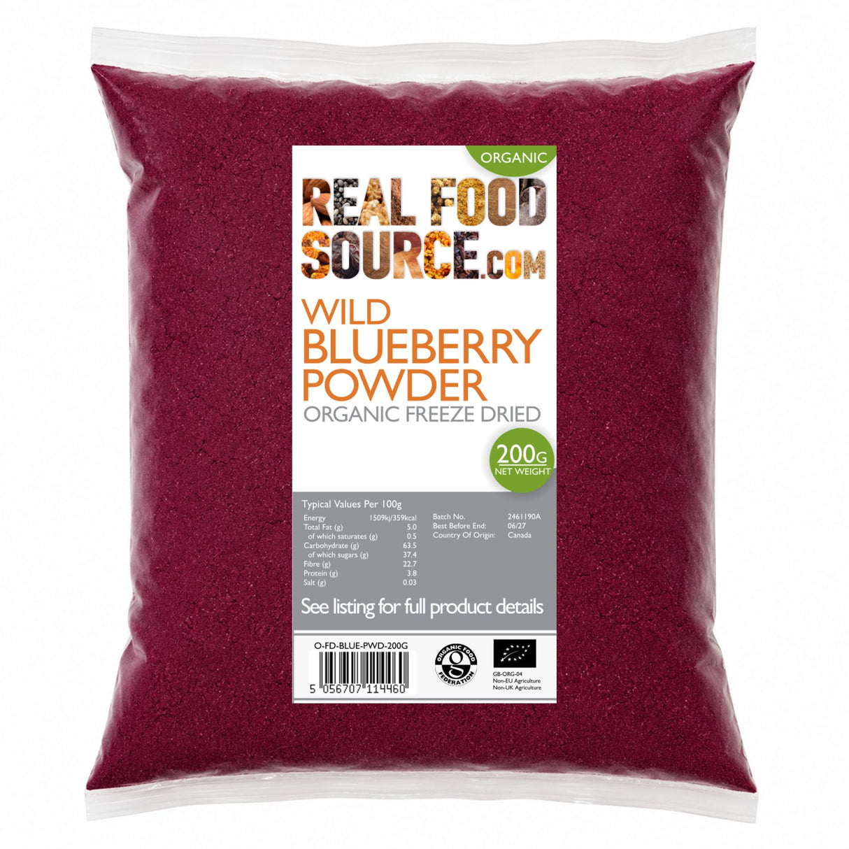 Wild Blueberry Powder, Organic Freeze-Dried