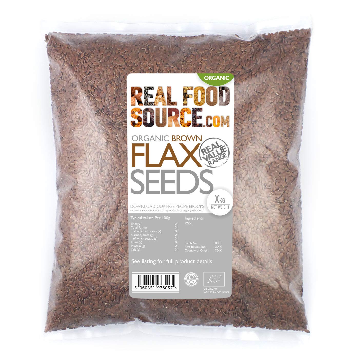 Organic Brown Flax Seeds/ Linseeds Savvy Saver Pack 2.5kg
