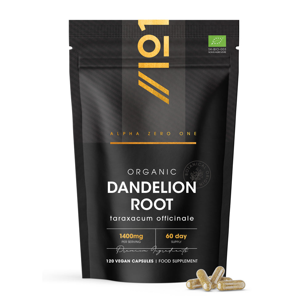 Alpha01 - Organic Dandelion Root Powder 1400mg - 120 Capsules