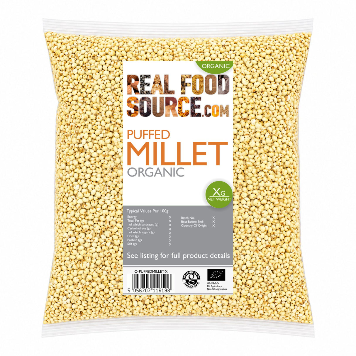 Puffed Millet, Organic