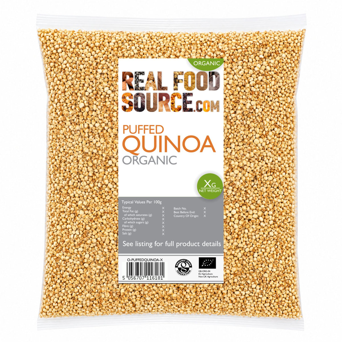 Puffed Quinoa, Organic