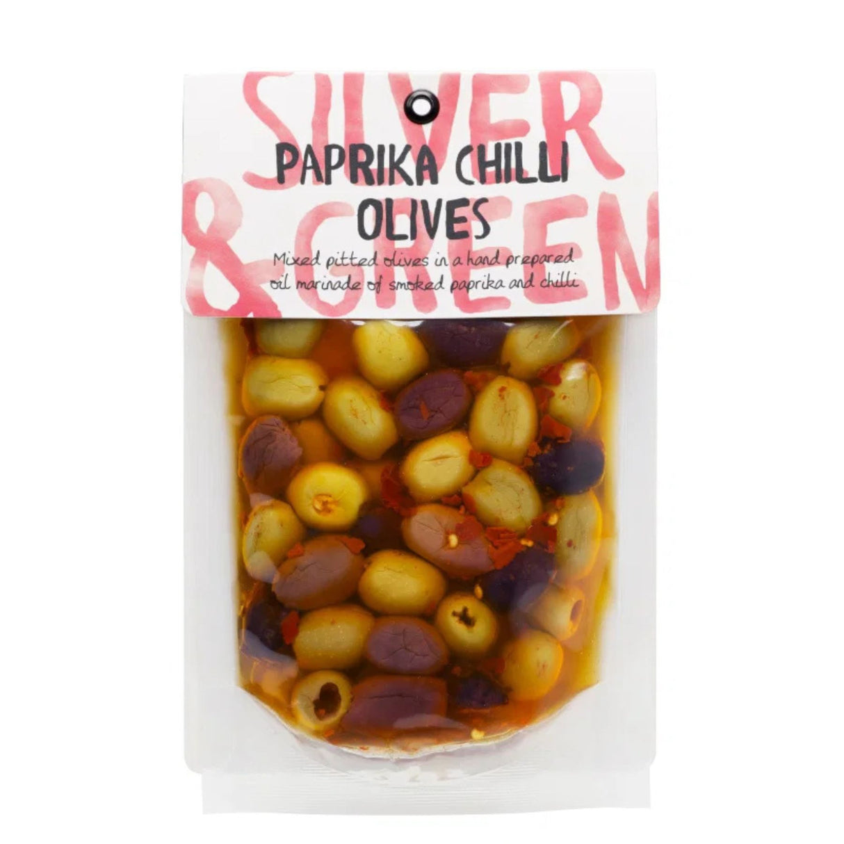 Silver & Green - Paprika Chilli Olives Mixed Pitted 220g
