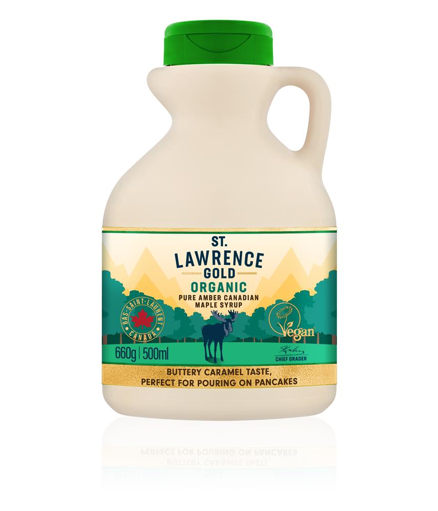 St Lawrence Gold - Organic Grade A Amber Colour Rich Taste Maple Syrup 500ml