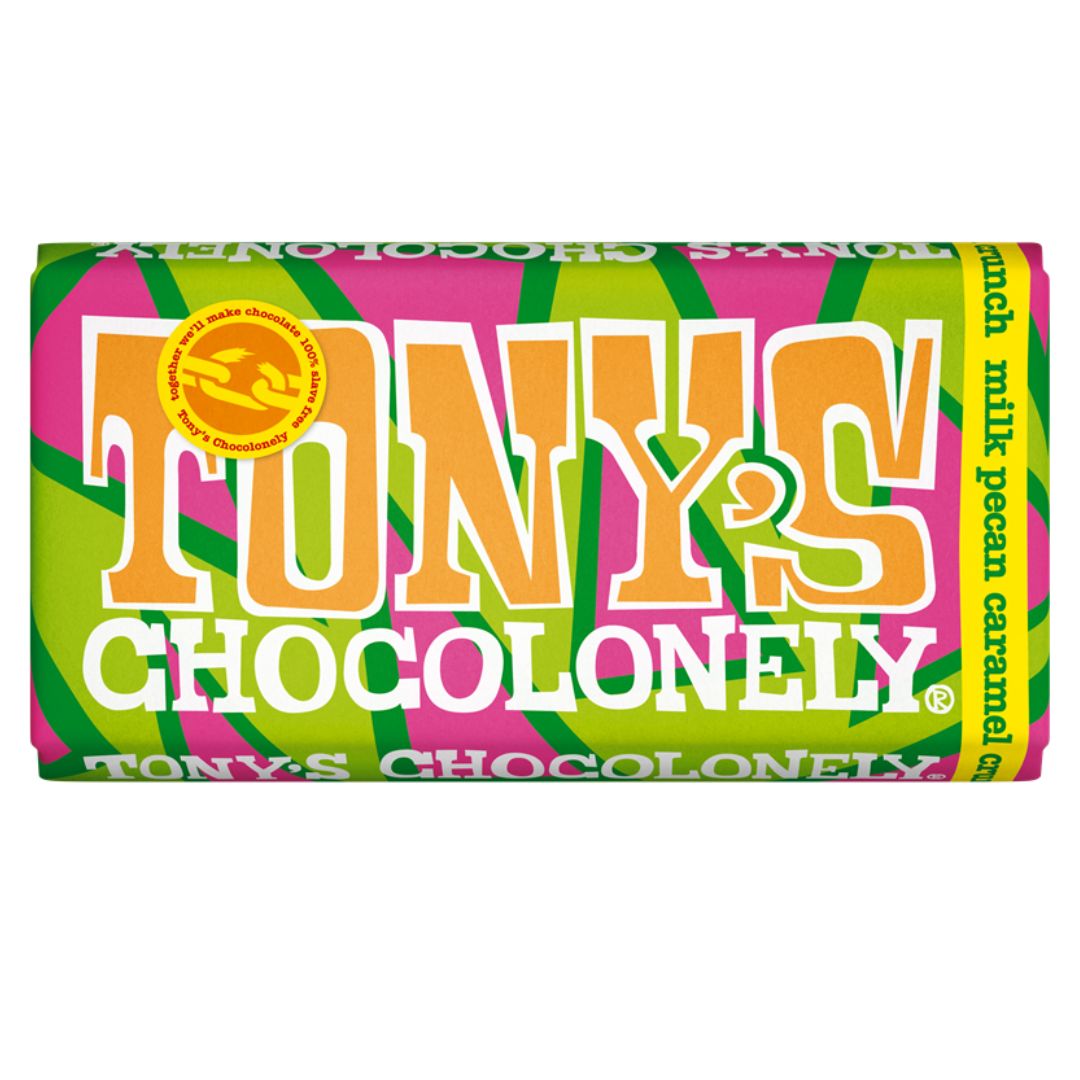 Tony's Milk Pecan Caramel Crunch 32% Bar