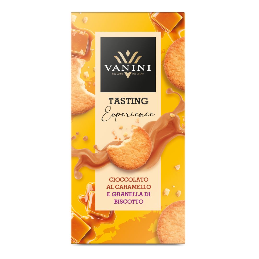 Vanini Tasting Experience Chocolate Caramel Bar with Biscuit Grains