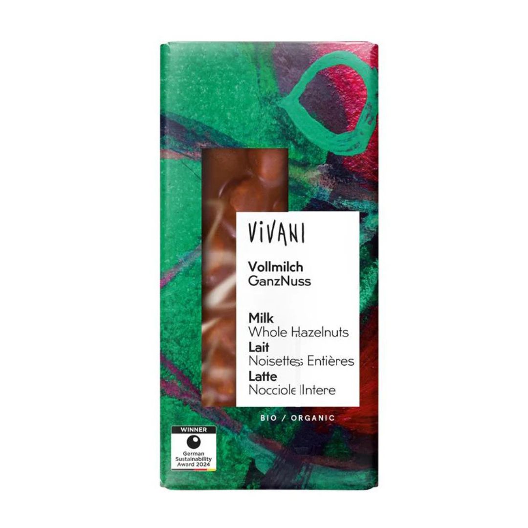 Vivani Organic Milk Whole Hazelnut Chocolate Bar