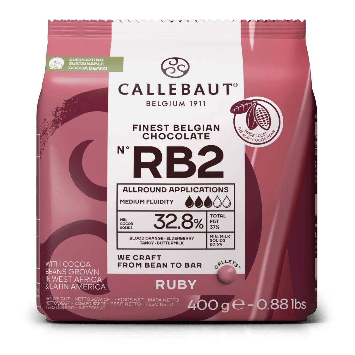 Callebaut Ruby Chocolate Callets - RB2 - 400g