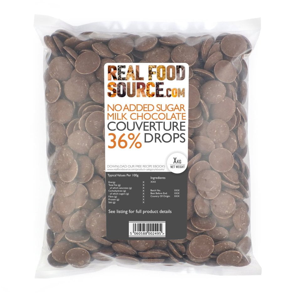 No Added Sugar 36% Milk Chocolate Couverture Drops