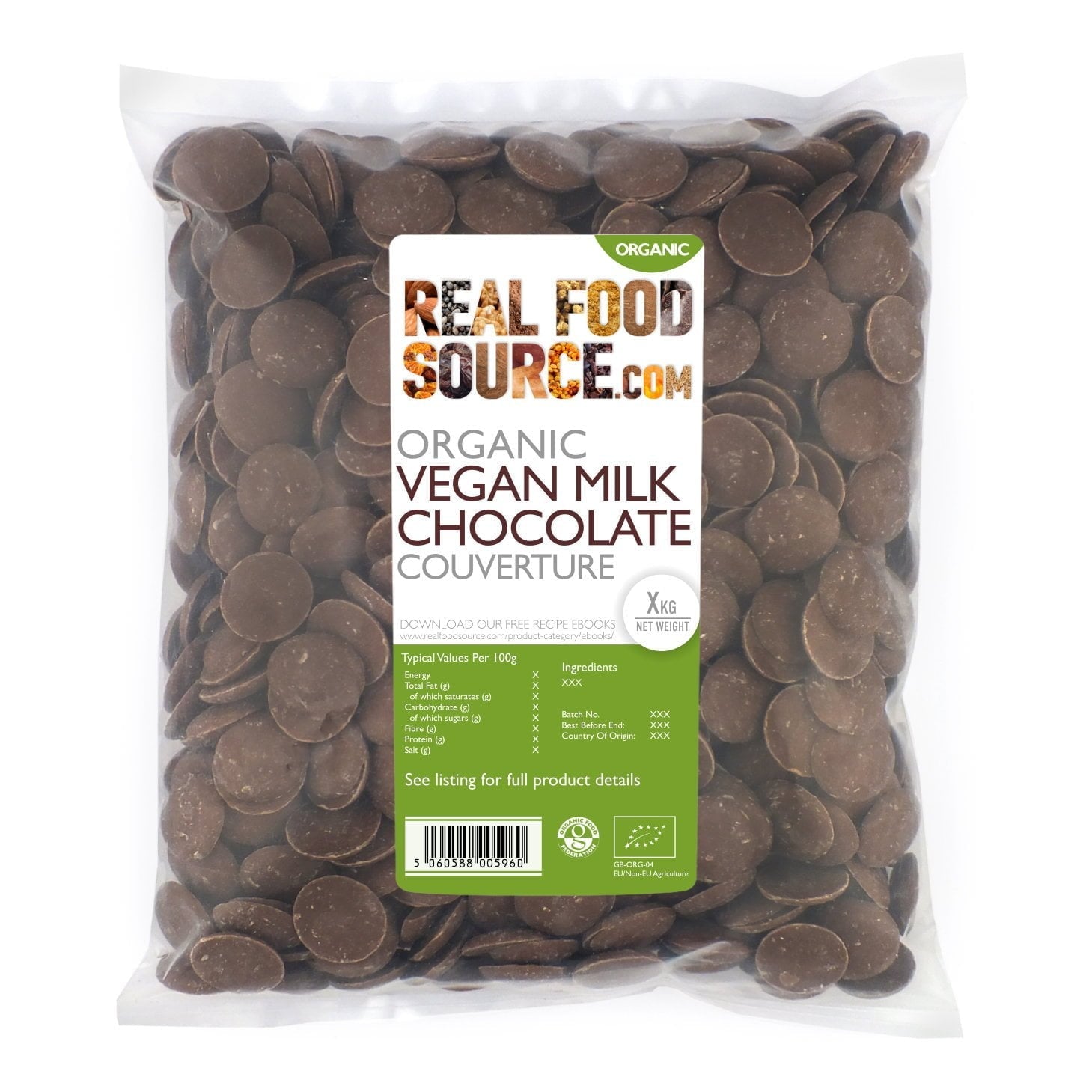 Organic Vegan Milk Chocolate Couverture Drops