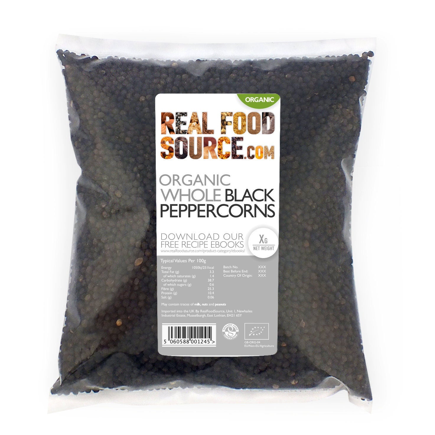 Organic Whole Black Peppercorns