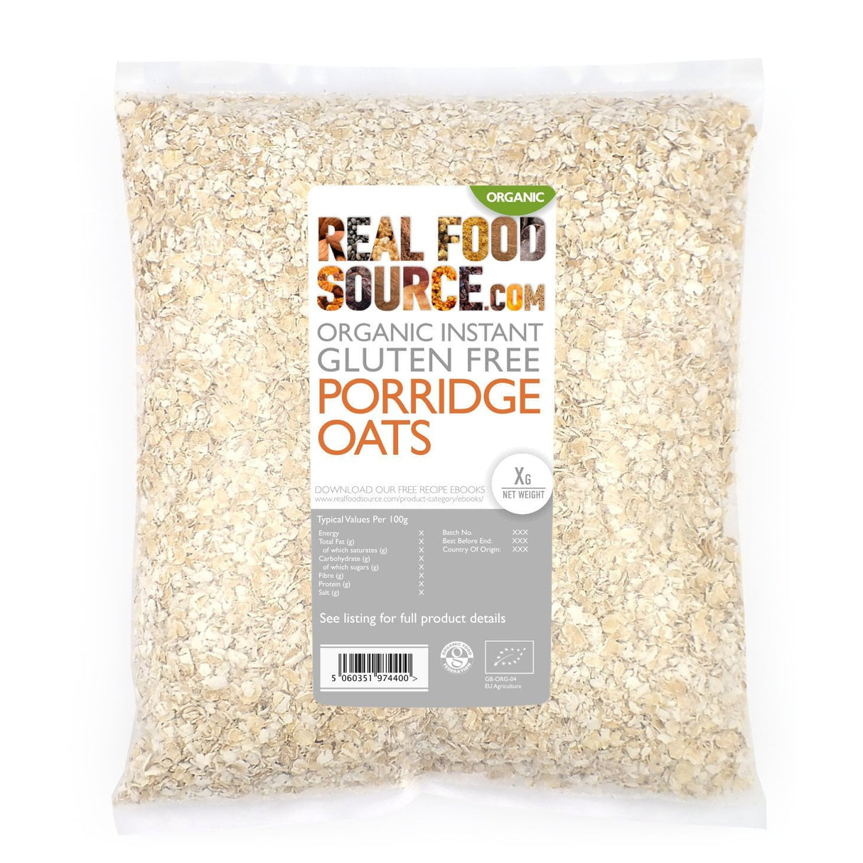 Organic Gluten Free Instant Scottish Porridge Oats Blend Savvy Saver Pack 2.5kg