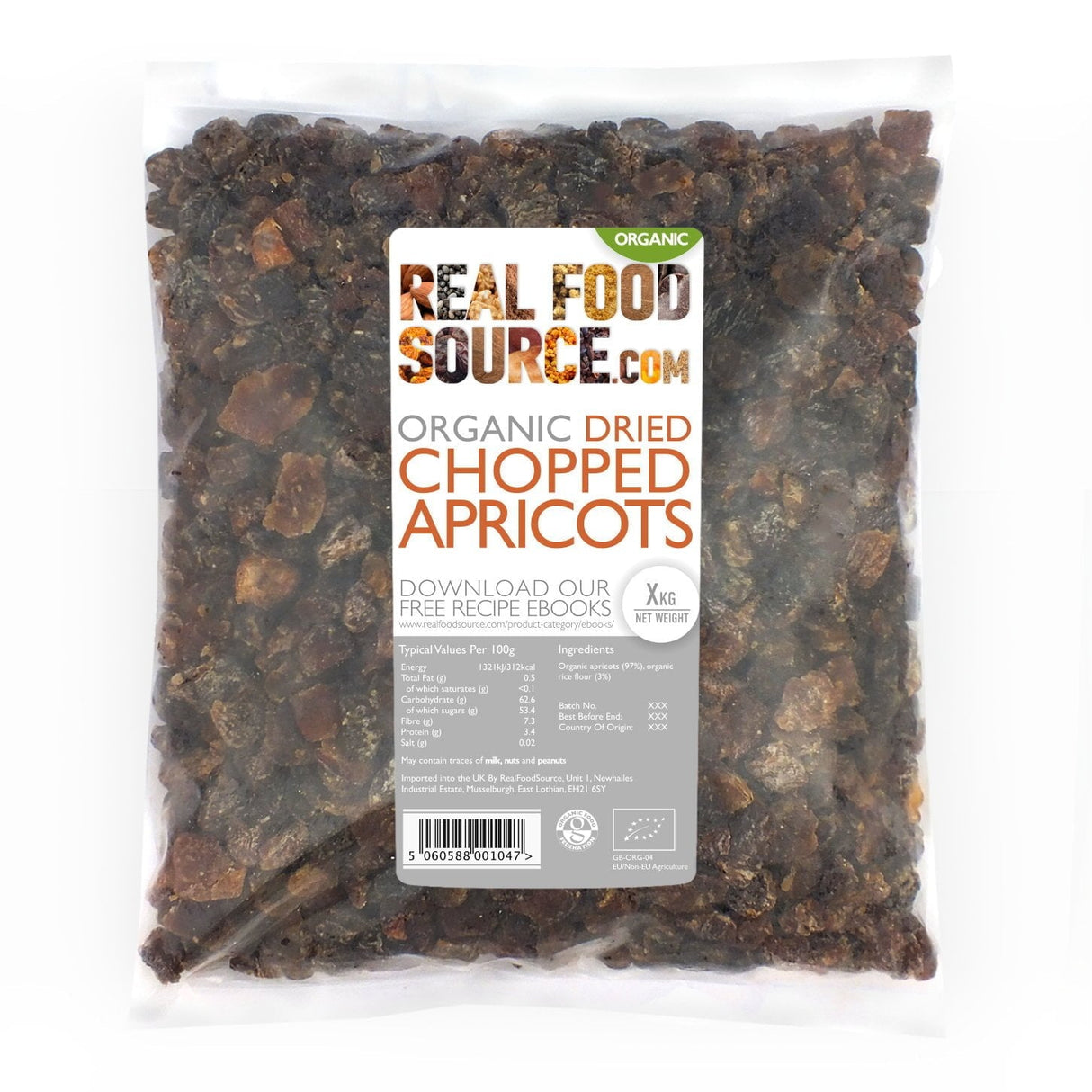 Organic Dried Chopped Apricots (Unsulphured)