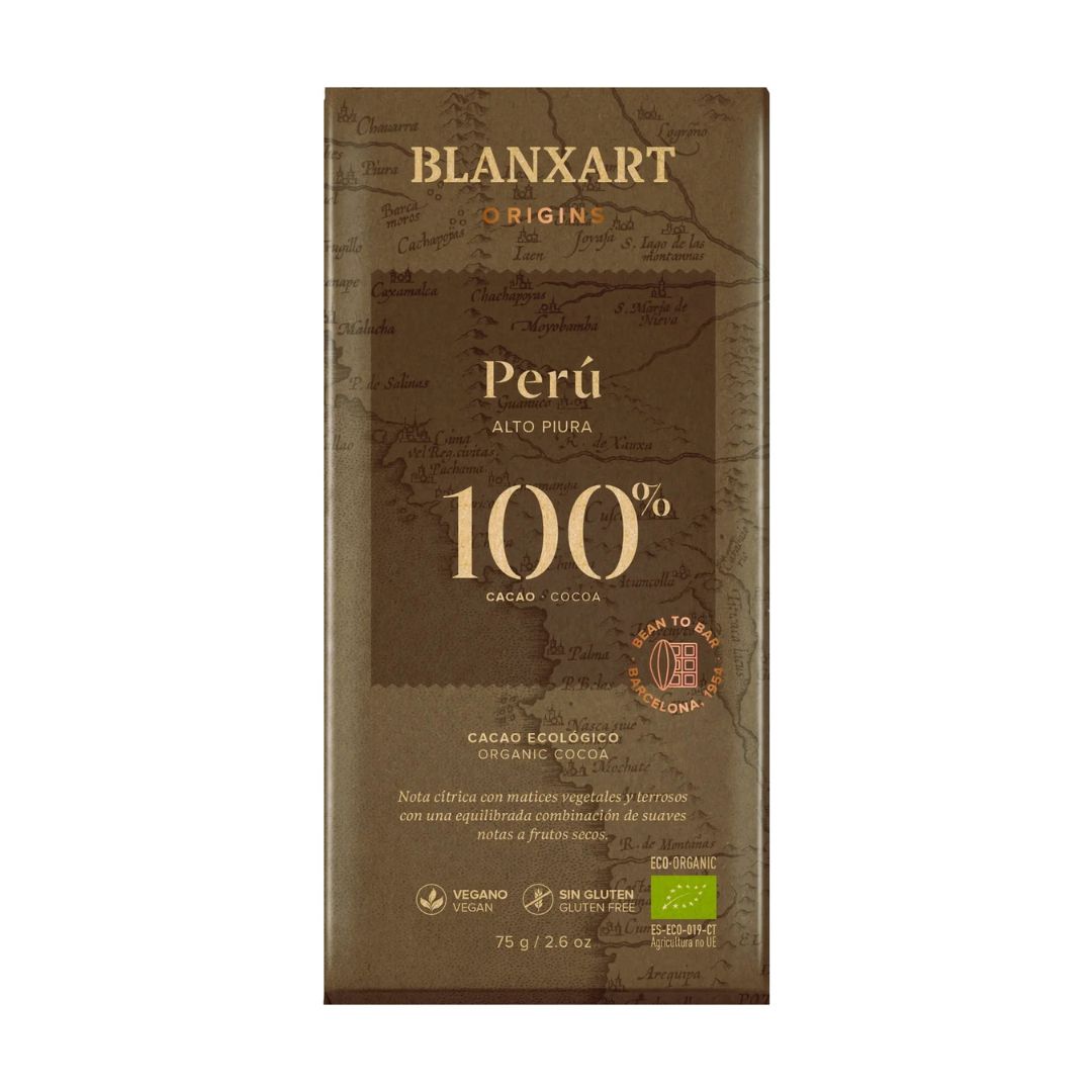 BLANXART Organic & Vegan Dark 100% Peru Chocolate Bar