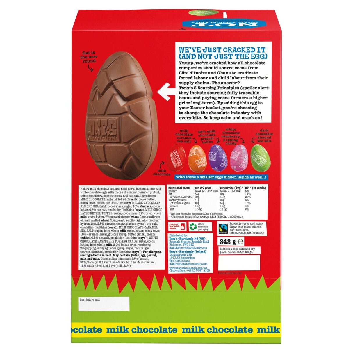 Tony's Chocolonely Large Hollow Milk Easter Egg & Mini Eggs