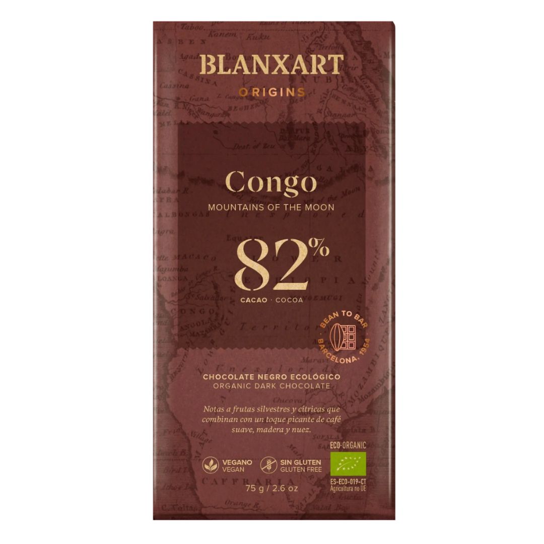 BLANXART Organic & Vegan Dark 82% Congo Chocolate Bar