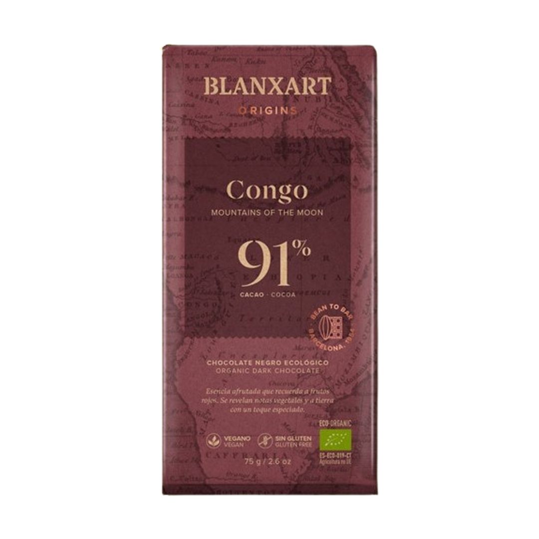 BLANXART Organic & Vegan Dark 91% Congo Chocolate Bar