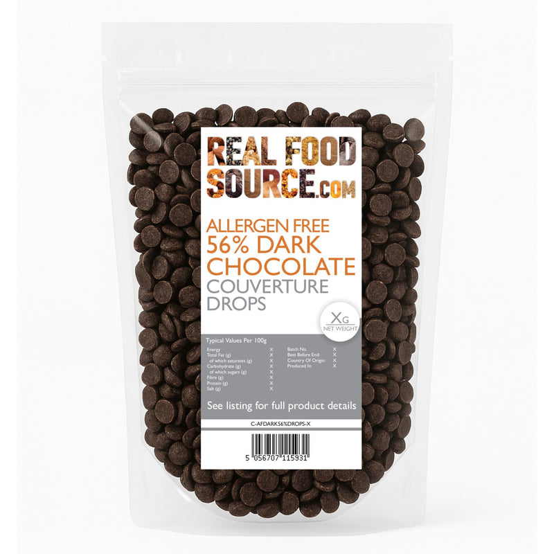 Allergen free 56% dark chocolate couverture drops