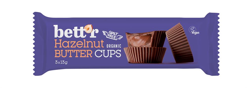Bettr - Organic Vegan Nut Butter Cups with Hazelnut 39g