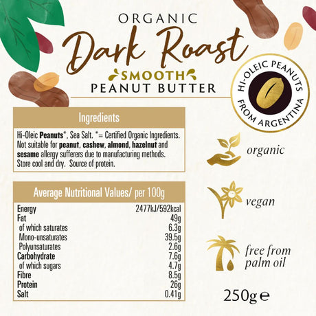 Biona Organic Dark Roast Hi-Oleic Peanut Butter Smooth