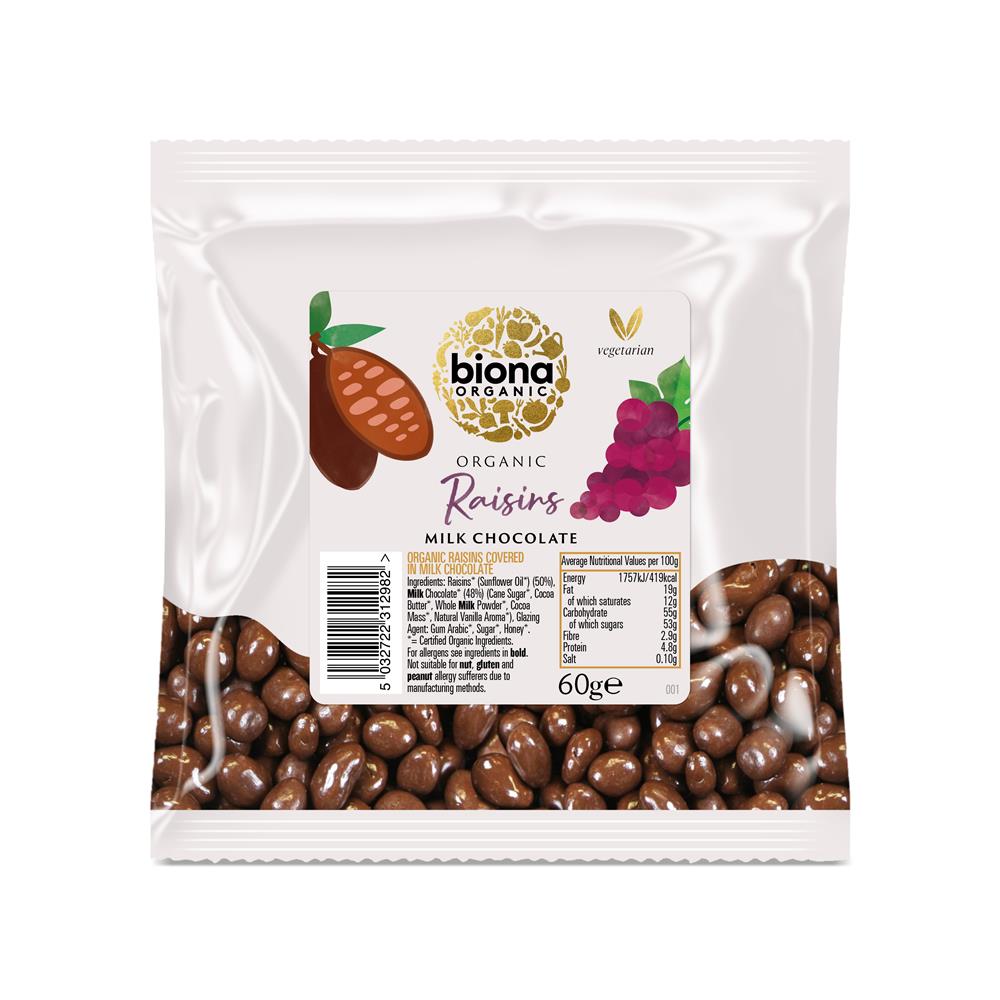 Biona Organic - Organic Milk Chocolate Covered Raisins 60g