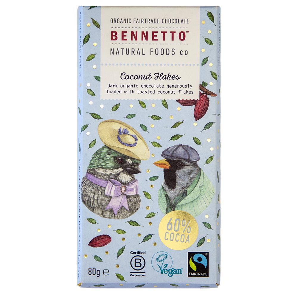 Bennetto Organic Chocolate Bar Coconut Flakes