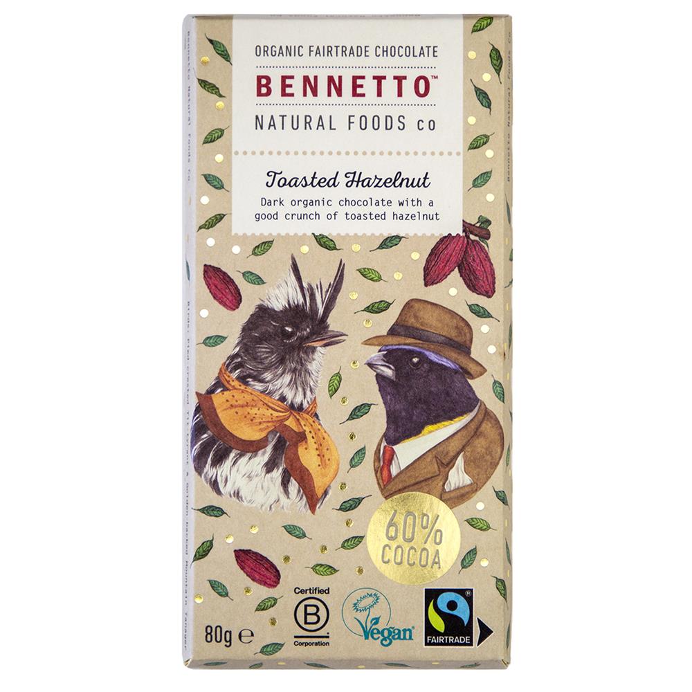 Bennetto Organic Chocolate Bar Toasted Hazelnuts