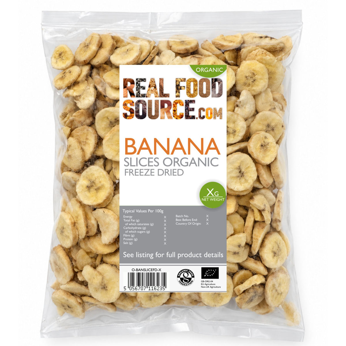 Banana Slices, Organic Freeze Dried