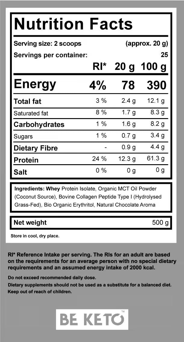 BeKeto Diet Keto Shake Natural Chocolate